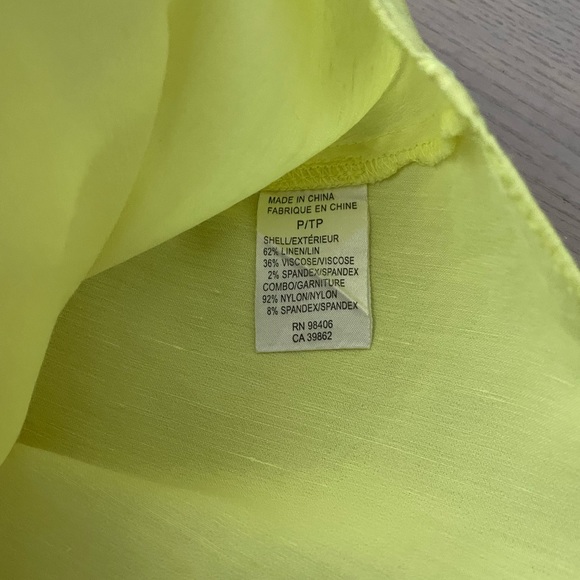 Theory Fun Neon Double Ruffle A-line Tank Top Colorblock in White + Neon Yellow - Picture 7 of 8